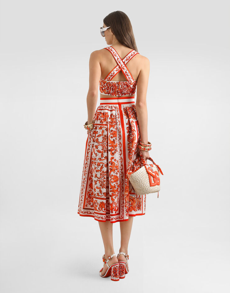 Dolce & Gabbana Majolica-print poplin pleated skirt Multicolor F4CULTGDDRL