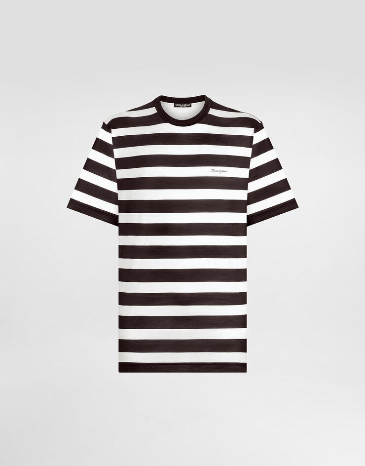 Dolce & Gabbana Short-sleeved silk jersey T-shirt with striped print Multicolor G8PN9TG7O8G