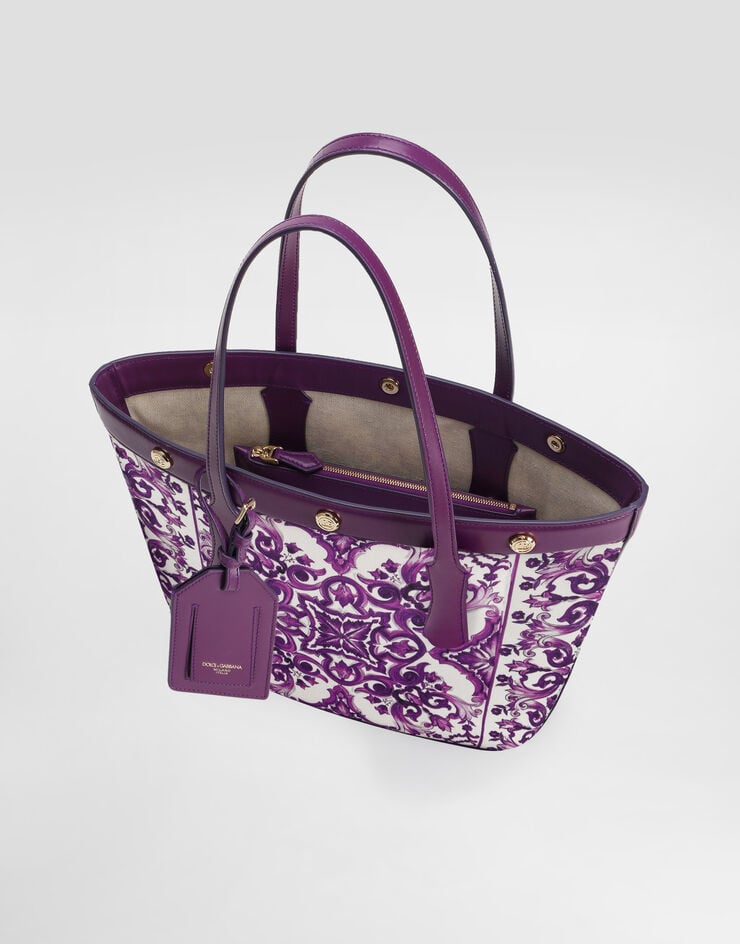 Dolce & Gabbana Majolica-print atene shopping bag in canvas Multicolor BB7828AN220