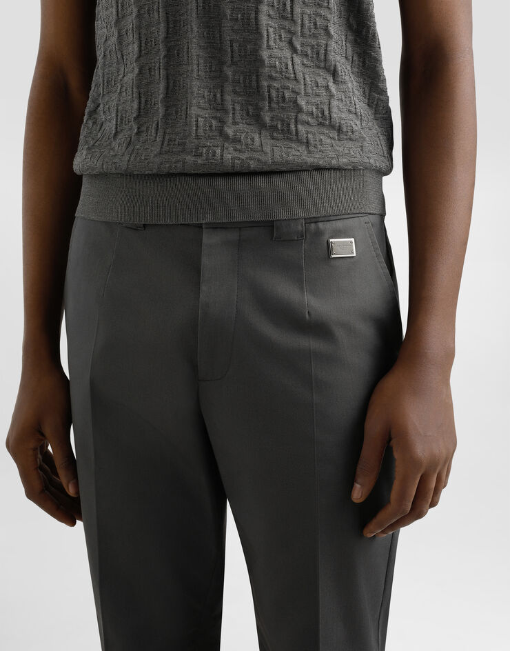 Dolce & Gabbana Pantalone sartoriale in cotone Grigio GP0K3TFUFL3