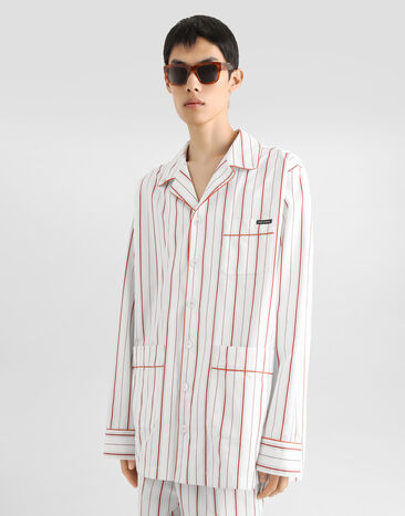 Dolce & Gabbana Striped poplin vanity robe Multicolor G2VT8TFR51T
