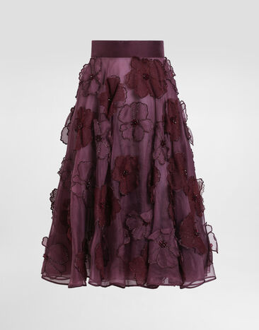 Dolce & Gabbana Organza midi circle skirt with floral embroidery Multicolor F4C1DZGDCTV