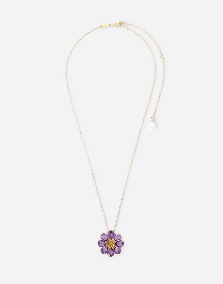 Dolce & Gabbana Halskette Spring aus 18-karätigem Gelbgold mit Amethyst-Blume GOLD WAFI1GWAM01