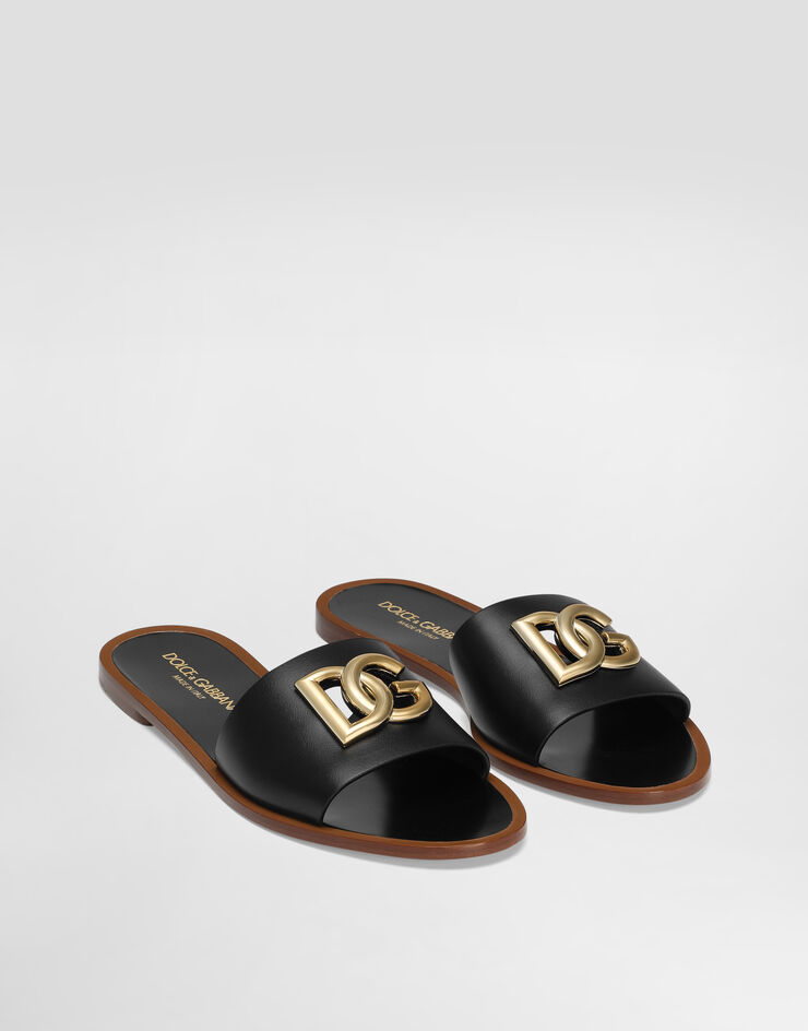 Dolce & Gabbana flat slippers in calfskin Black CQ0619AW576