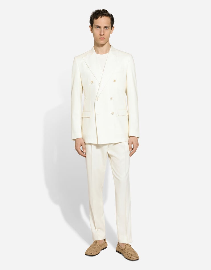 Dolce & Gabbana Silk jacquard round-neck sweater with DG logo White GXX03TJBSOS