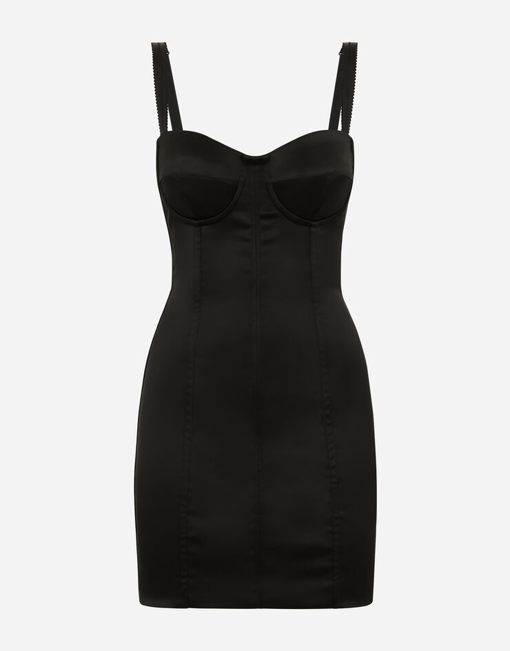 Dolce & Gabbana Mini-robe bustier en satin Noir F6CLMTFURHM