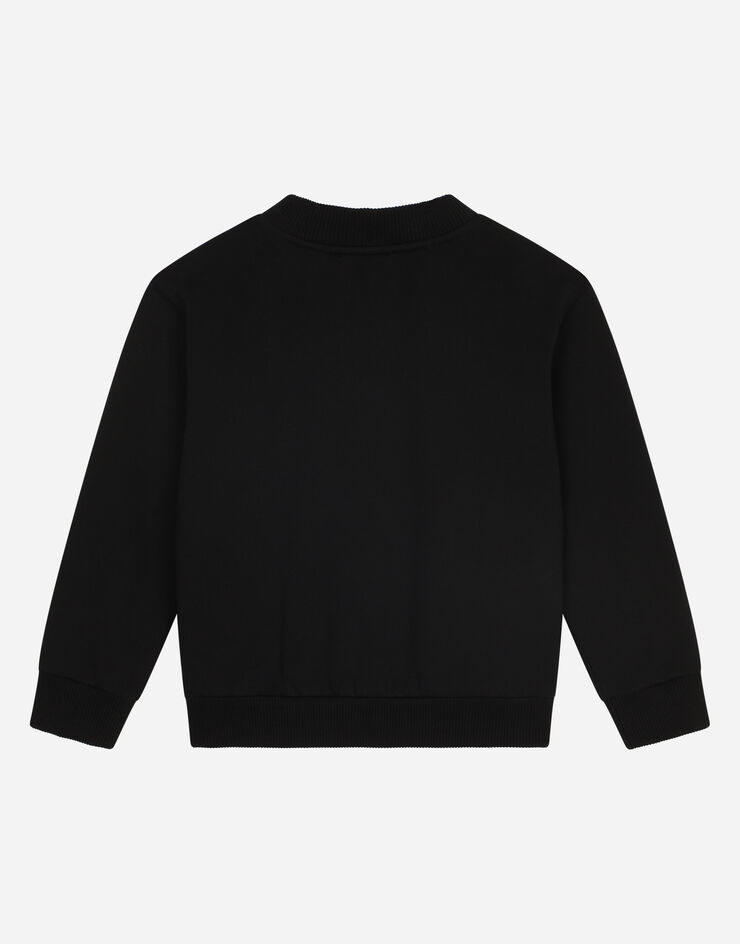 Dolce & Gabbana Felpa girocollo in jersey con ricamo DG Milano Black L4JWDOG7E5R