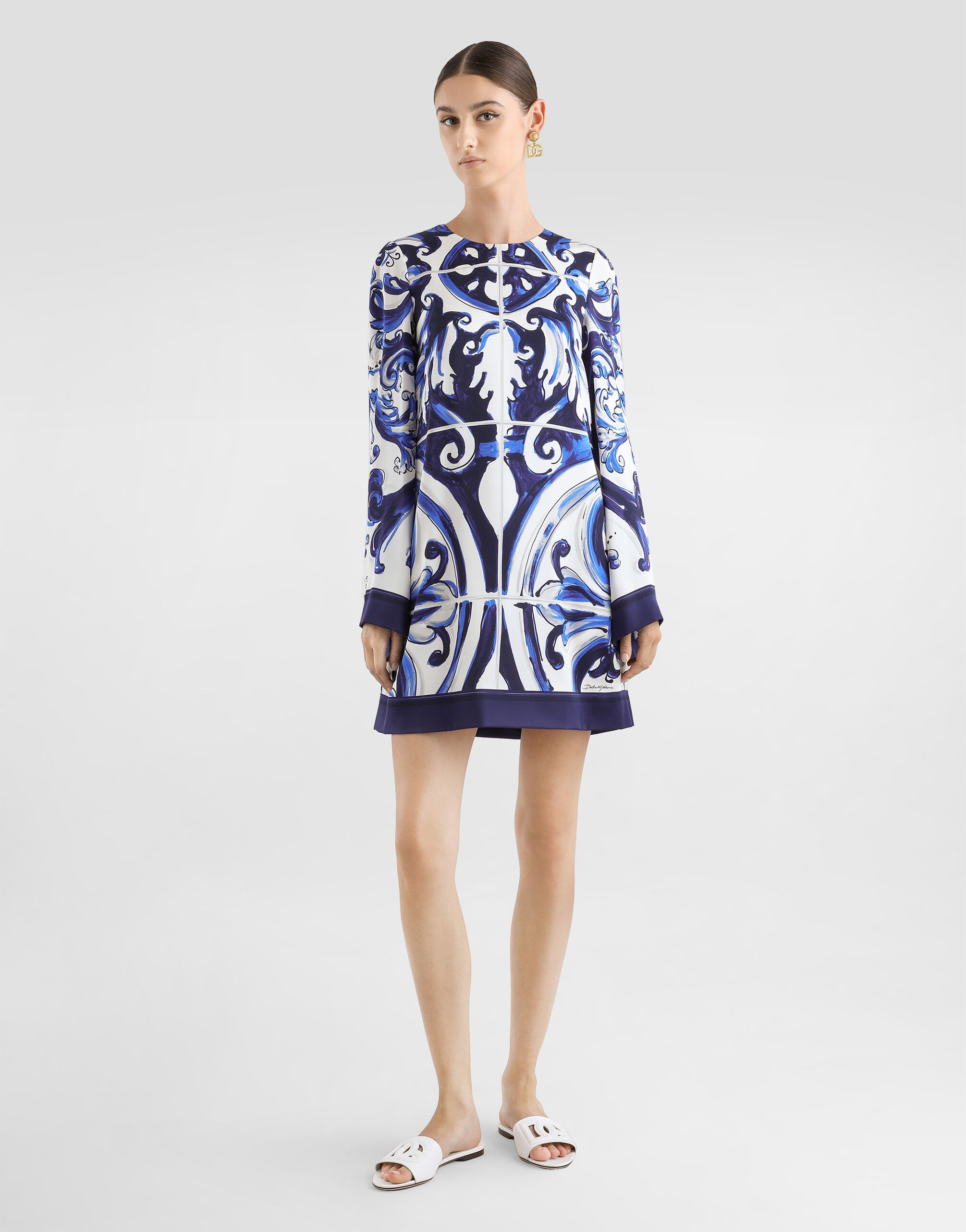 Majolica-print charmeuse dress - thumbnail 2