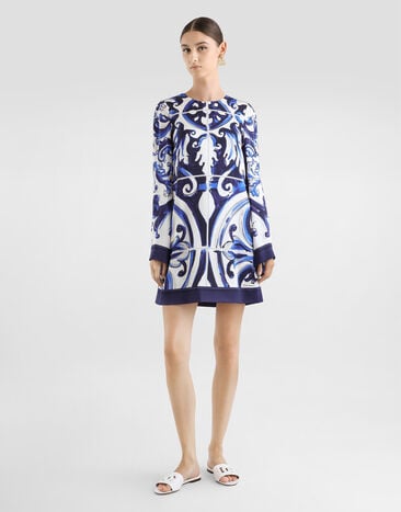Dolce & Gabbana Majolica-print charmeuse dress Print I6KH4WFHAA2
