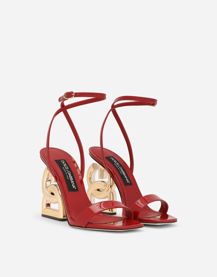 Dolce&Gabbana Patent leather sandals with 3.5 heel Red CR1175A1471