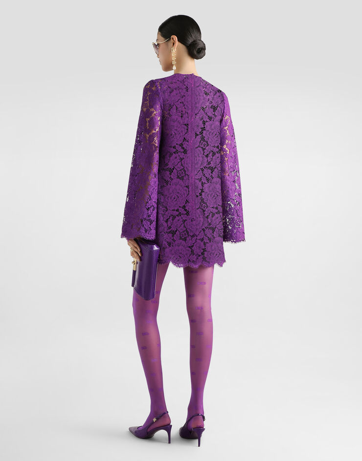 Dolce & Gabbana Cordonetto lace short dress Purple F6DJOTHLM7L