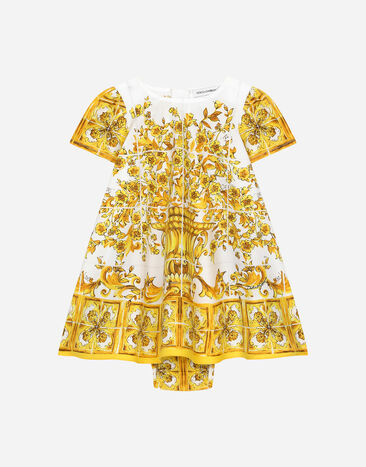 Dolce & Gabbana Vestido de popelina con estampado Maiolica amarillo Imprima L23DI5FI5JW