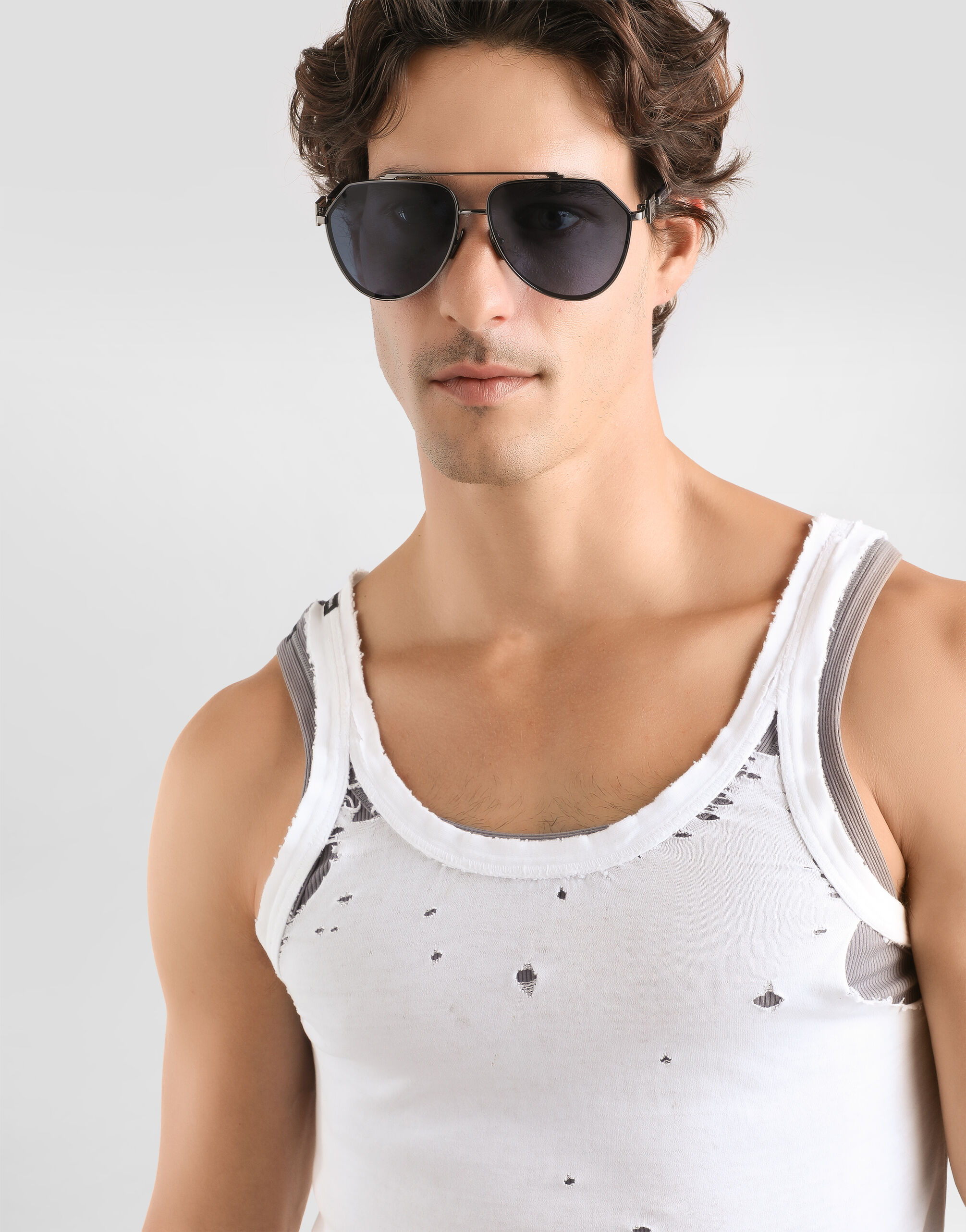 D&G タンクトップ ディストレスト ジャージー タンクトップ