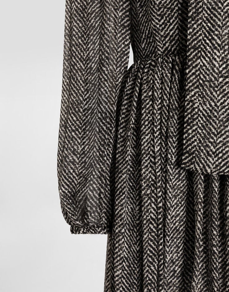 Dolce & Gabbana Silk chiffon dress with chevron print Multicolor F6JLJTIS1ZN