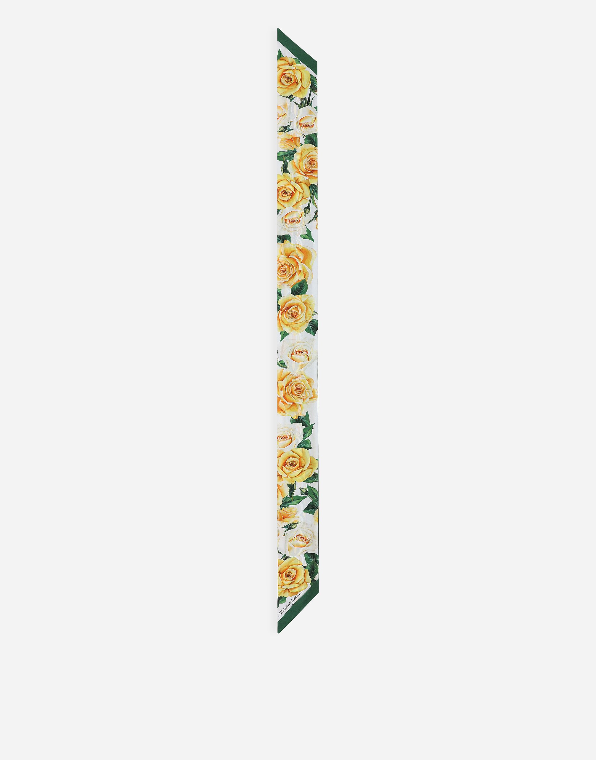 Dolce & Gabbana Twill headscarf with yellow rose print Print FN092RGDAWX