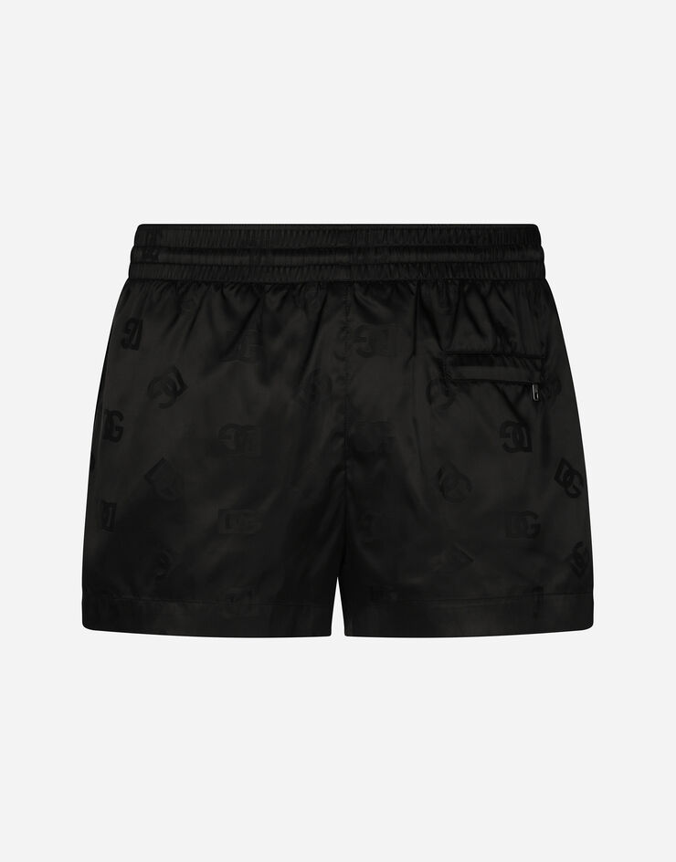 Dolce & Gabbana Short jacquard swim trunks with DG Monogram Black M4A06TFJSCE