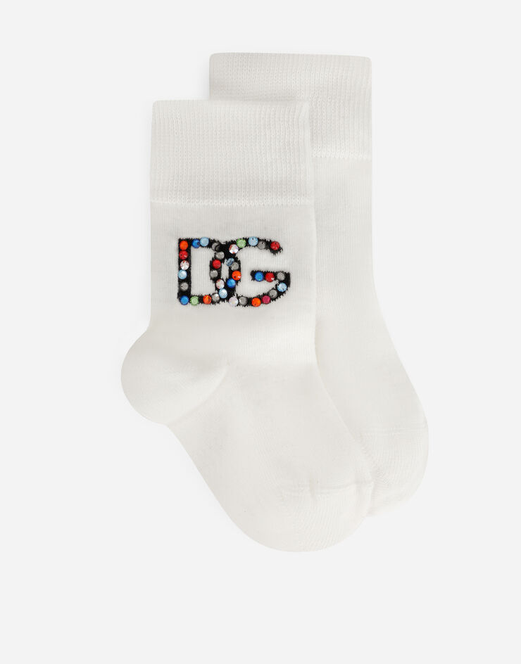 Dolce & Gabbana Cotton socks with DG logo Multicolor LBKA99JACMV
