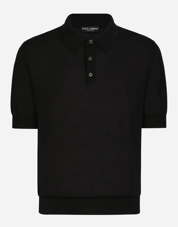 Dolce & Gabbana Poloshirt aus feinstem Kaschmir Schwarz GX828TJAWTY