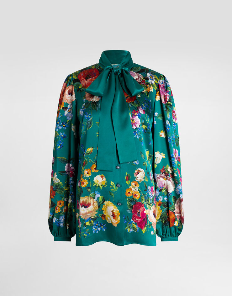 Dolce & Gabbana Rose-print satin shirt Multicolor I5681ZHI12R