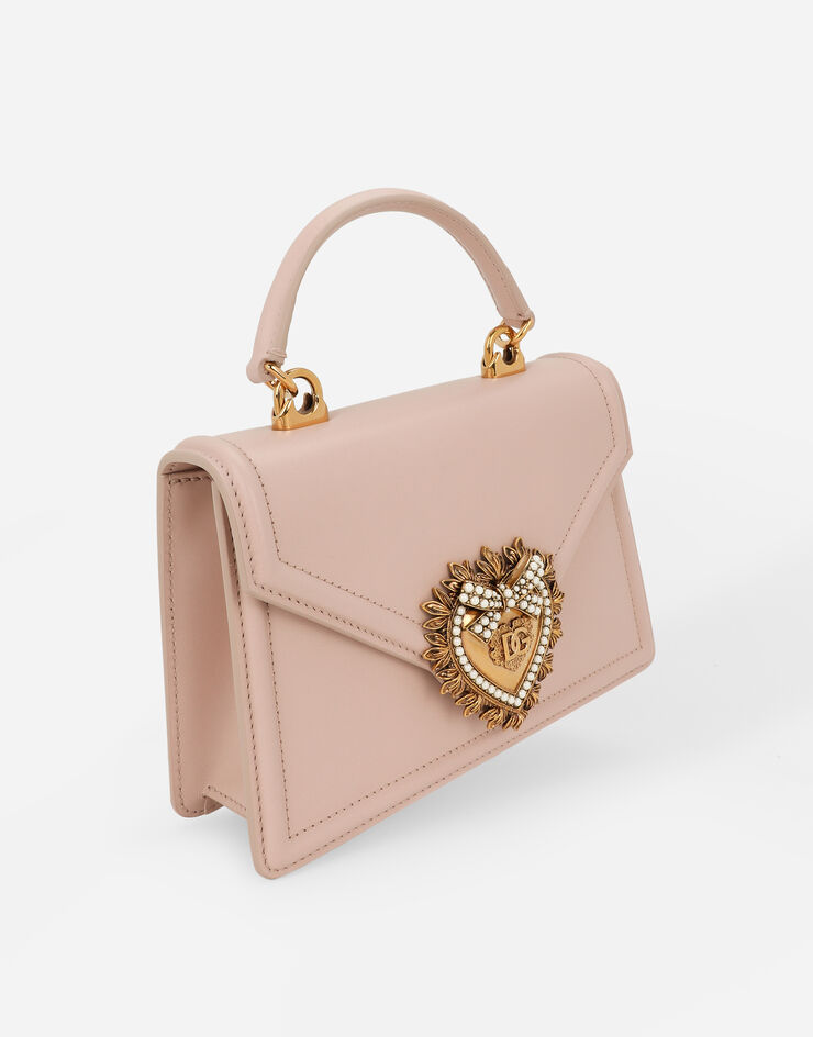 Dolce & Gabbana Petit sac Devotion en cuir de veau lisse Rose Pâle BB6711AV893