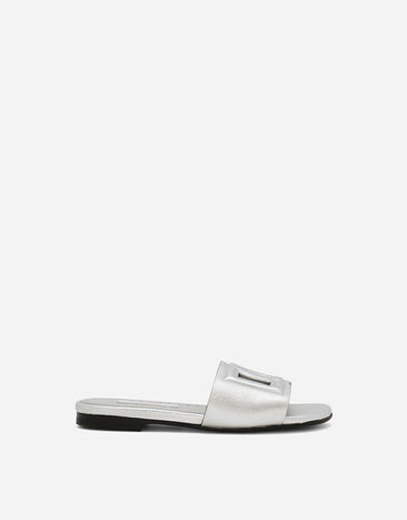 Dolce & Gabbana Foiled lambskin sliders Silver D11032A5439
