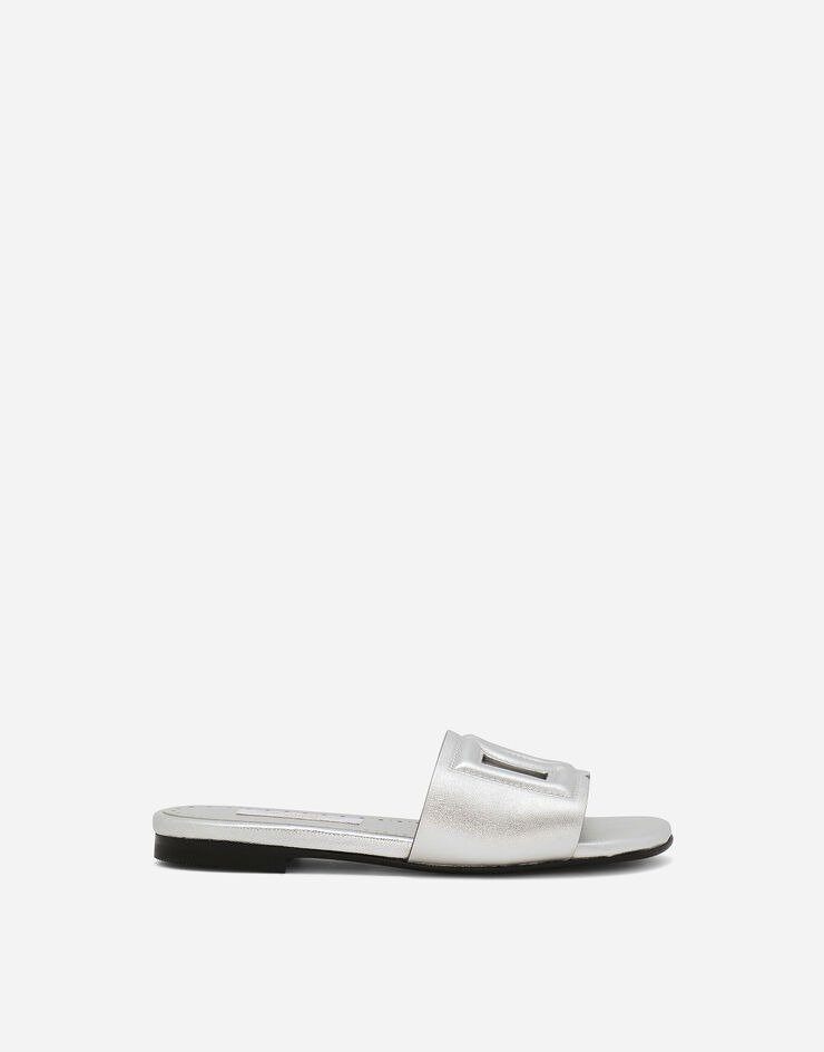 Foiled lambskin sliders in Silver for | Dolce&Gabbana® US