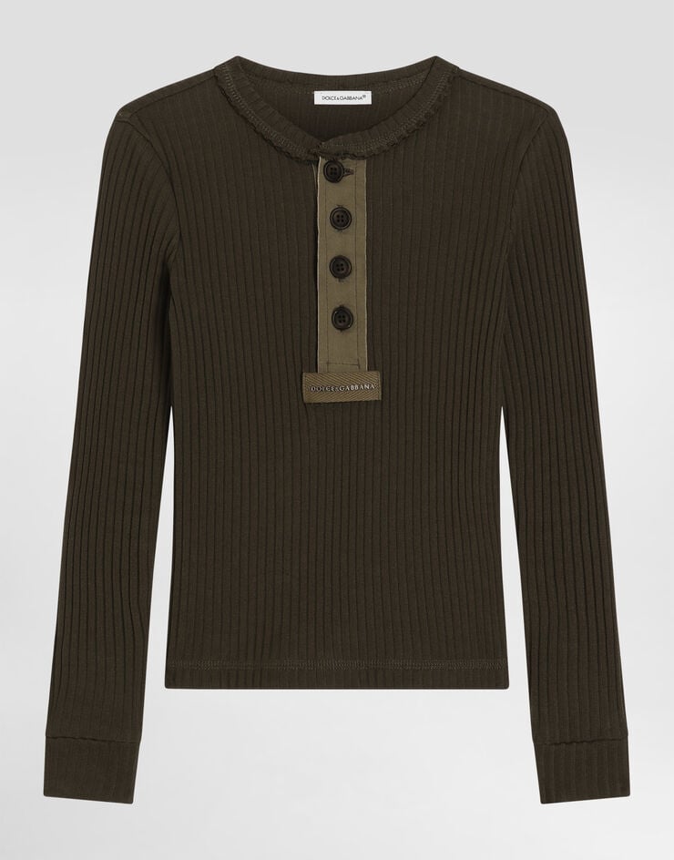 Dolce & Gabbana Ribbed jersey serafino shirt Grey L4JTJYHU7WR