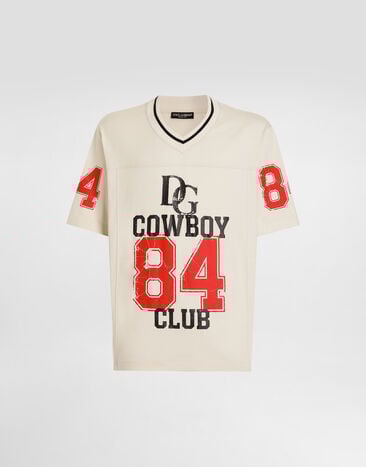 Dolce & Gabbana Cotton t-shirt with print Beige G8TN3TG7PTD