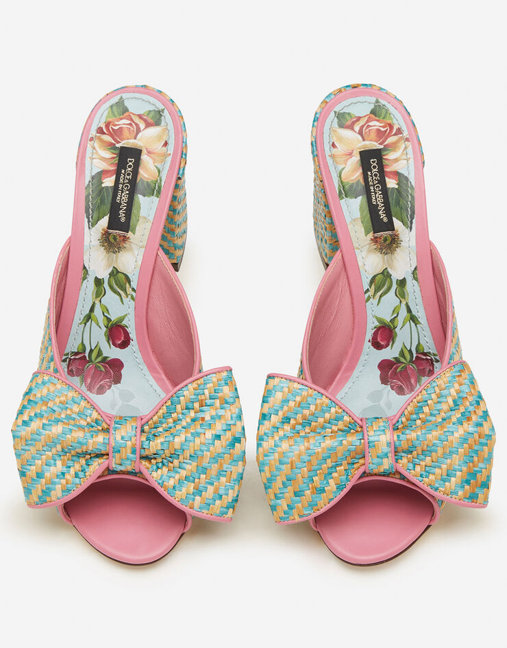 Dolce & Gabbana RAFFIA SLIDERS WITH BOW TÜRKIS/ROSA CR0977AX632