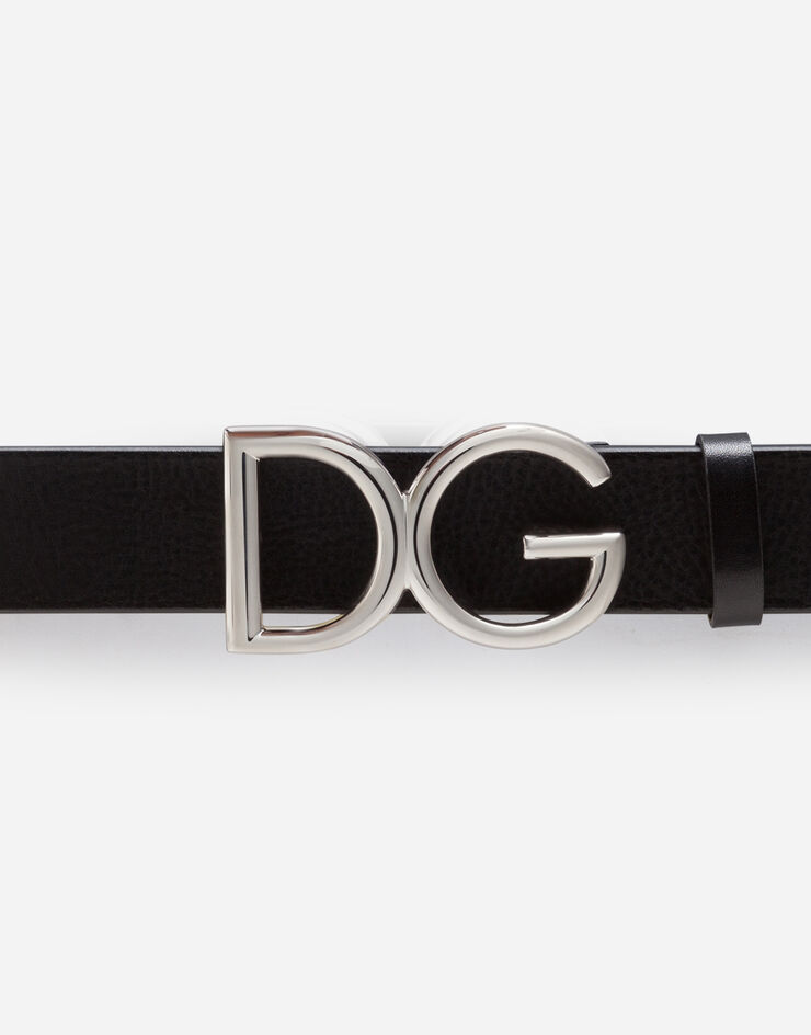 Dolce & Gabbana Tumbled leather belt with DG logo 黑 BC4245AI894