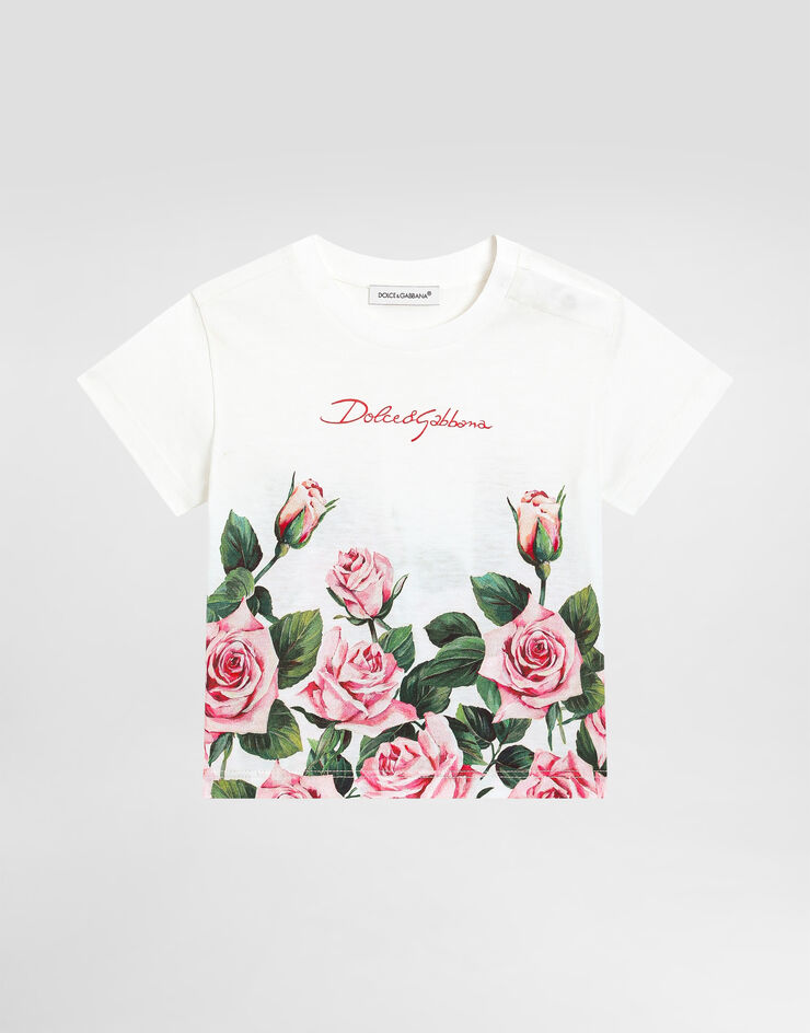 Dolce & Gabbana Jersey T-shirt with rose print Print L2JTITII7GI