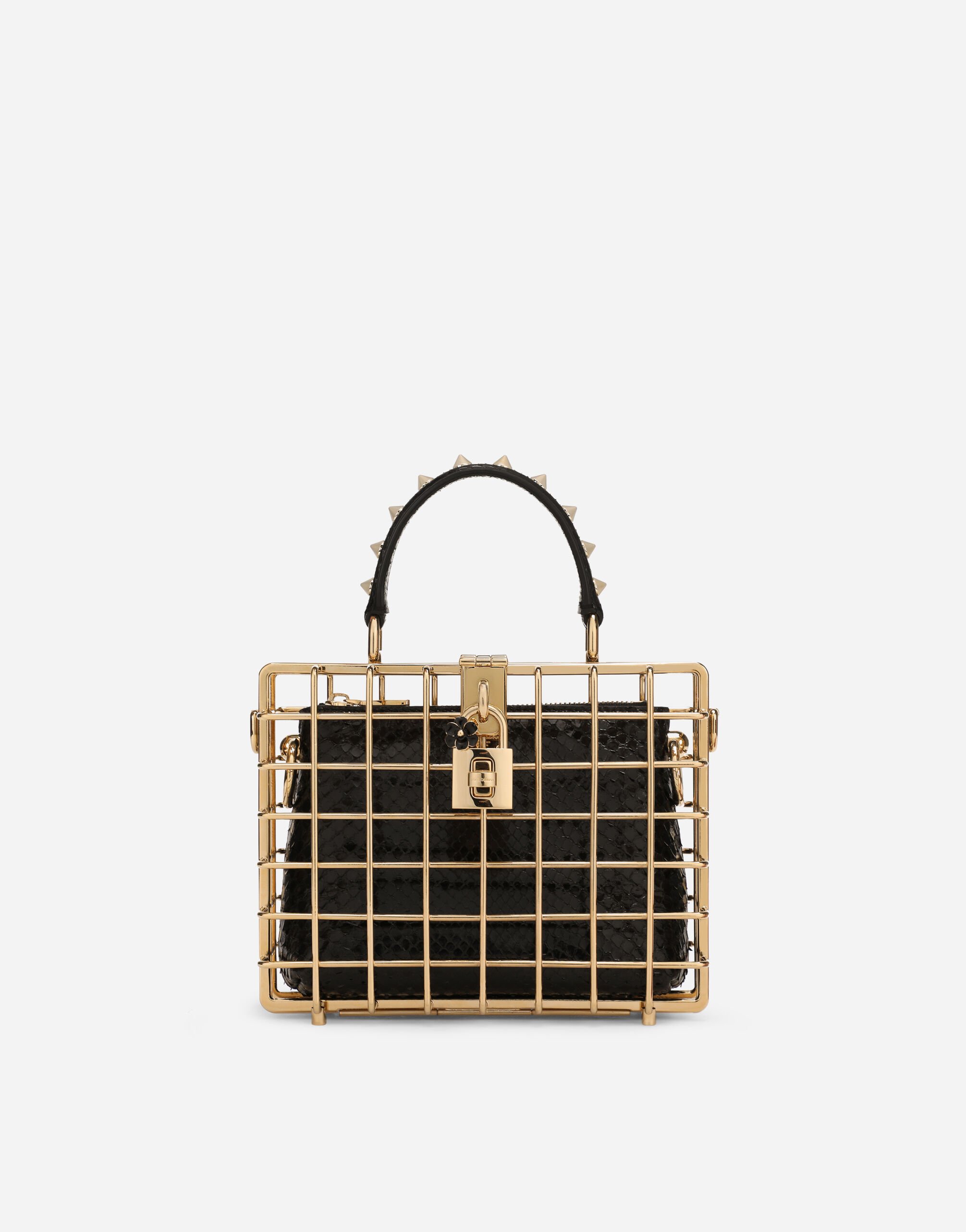 Dolce & Gabbana حقيبة دولتشي بوكس من معدن وجلد آيرز أسود BB7625AU640