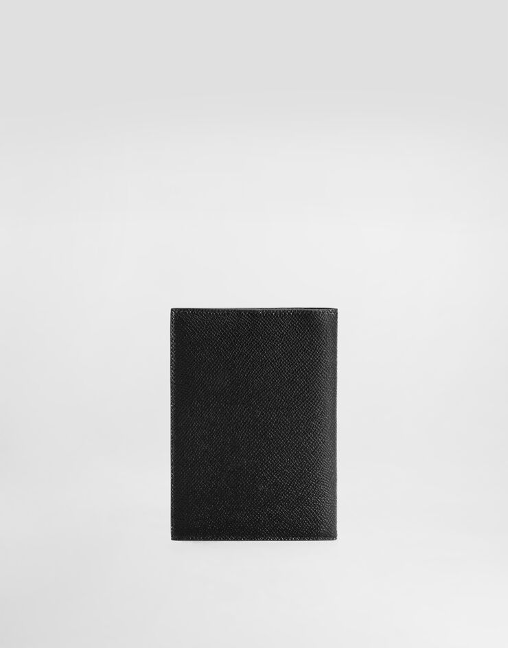 Dolce & Gabbana Calfskin passport holder with logo tag Black BP2215AG219