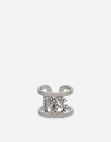 Dolce & Gabbana Ring with rhinestone-detailed DG logo Silver WRO8L4W1111