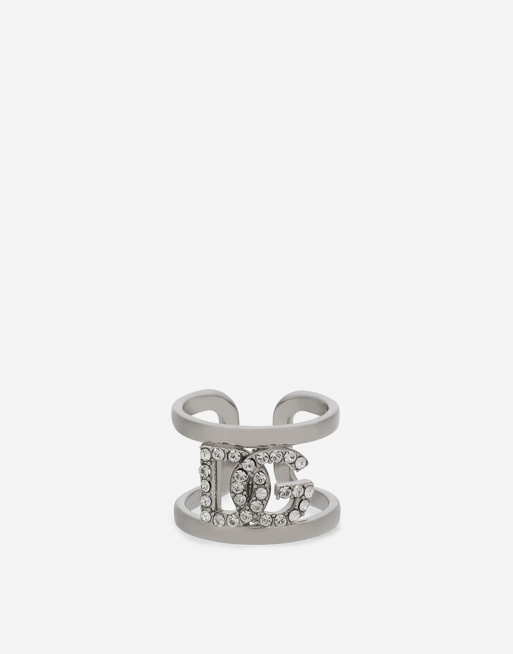 Dolce & Gabbana Ring with rhinestone-detailed DG logo Silver WRO8L4W1111