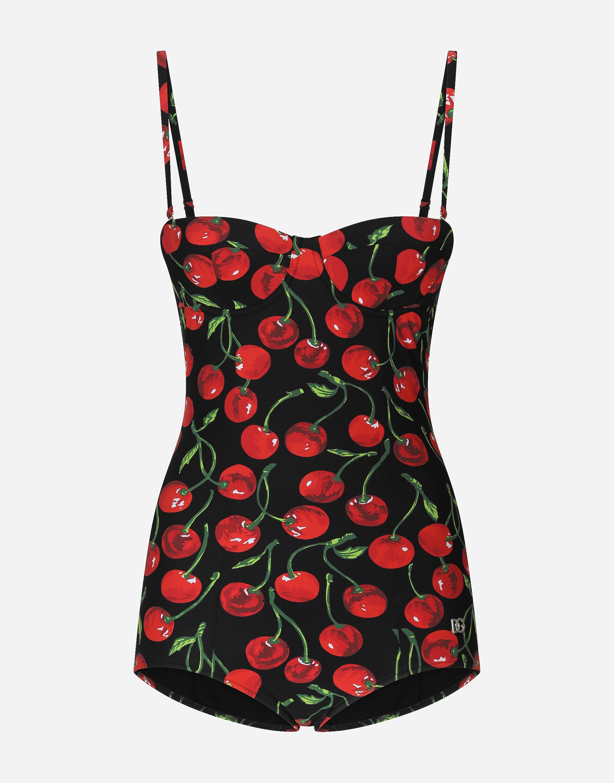 Dolce & Gabbana Cherry-print balconette one-piece swimsuit Red O9A13JONN72