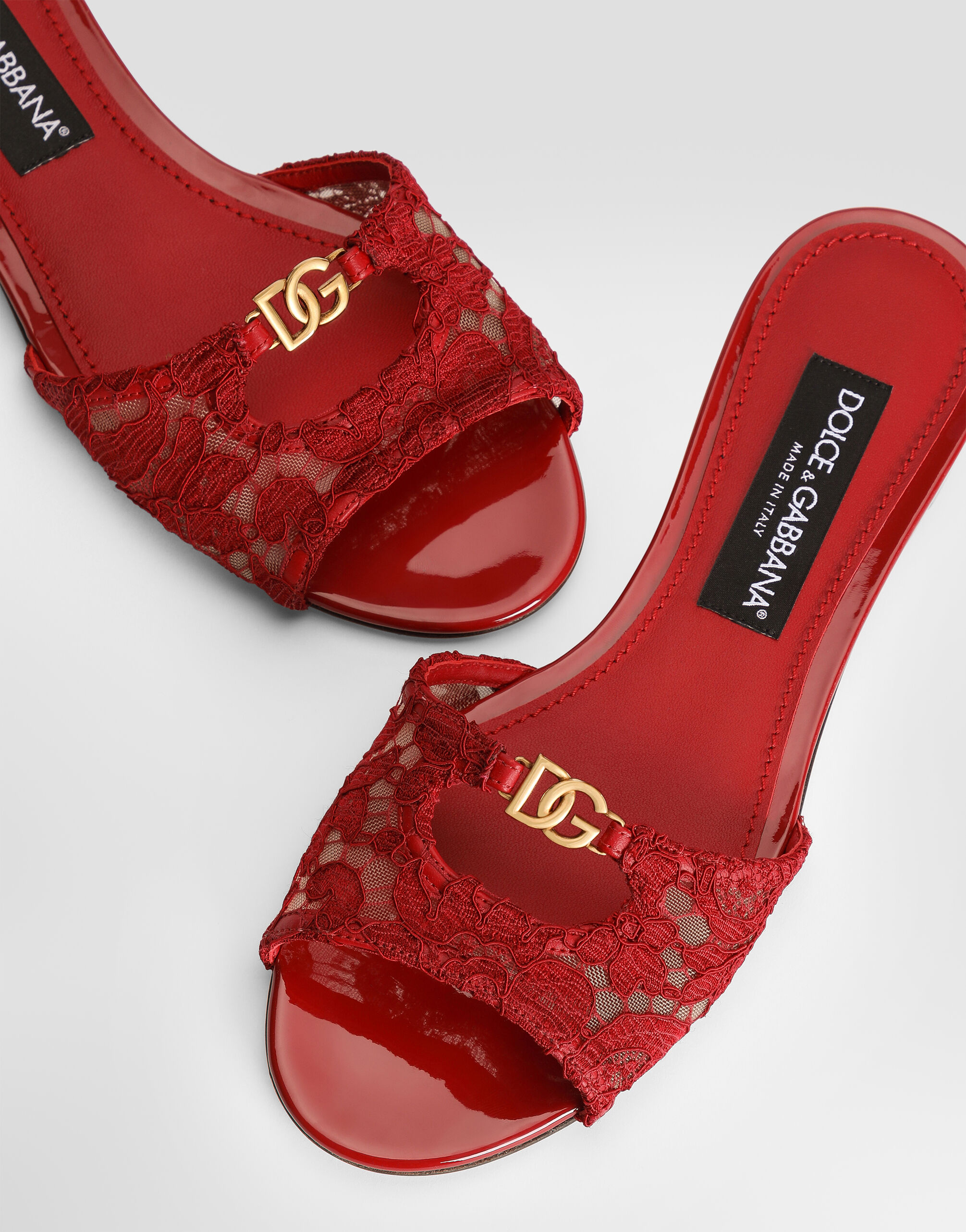 Dolce & Gabbana レース フラットシューズ 37.5 Multicolorのウィメンズ レース フラット スライド | Dolce&Gabbana®