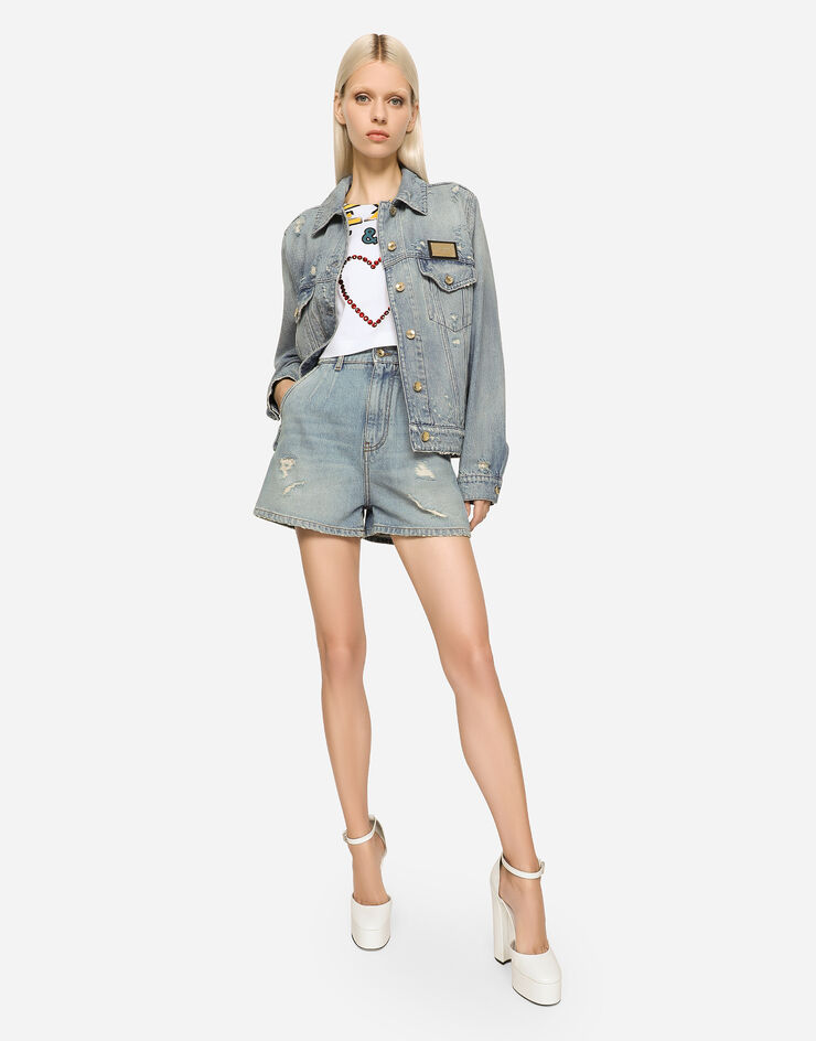 Dolce&Gabbana High-waisted denim shorts Mehrfarbig FTBXCDG8GJ3