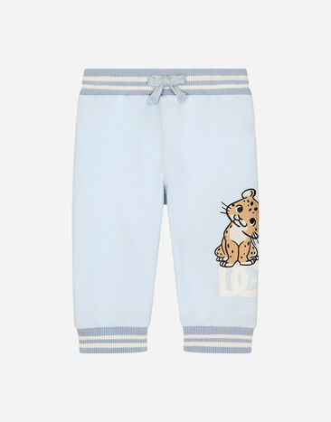 Dolce & Gabbana Jersey jogging pants with DG logo and leopard Azure L13Q60FR50R