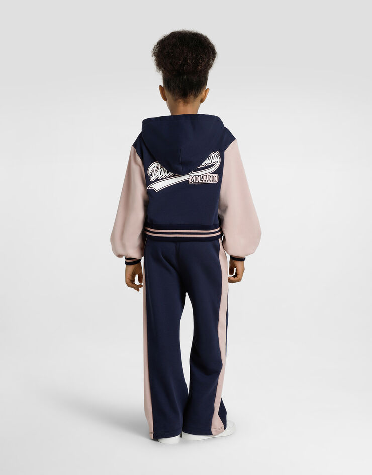 Dolce & Gabbana Fleece palazzo pants with logo Blue L5JPE2G7NNW