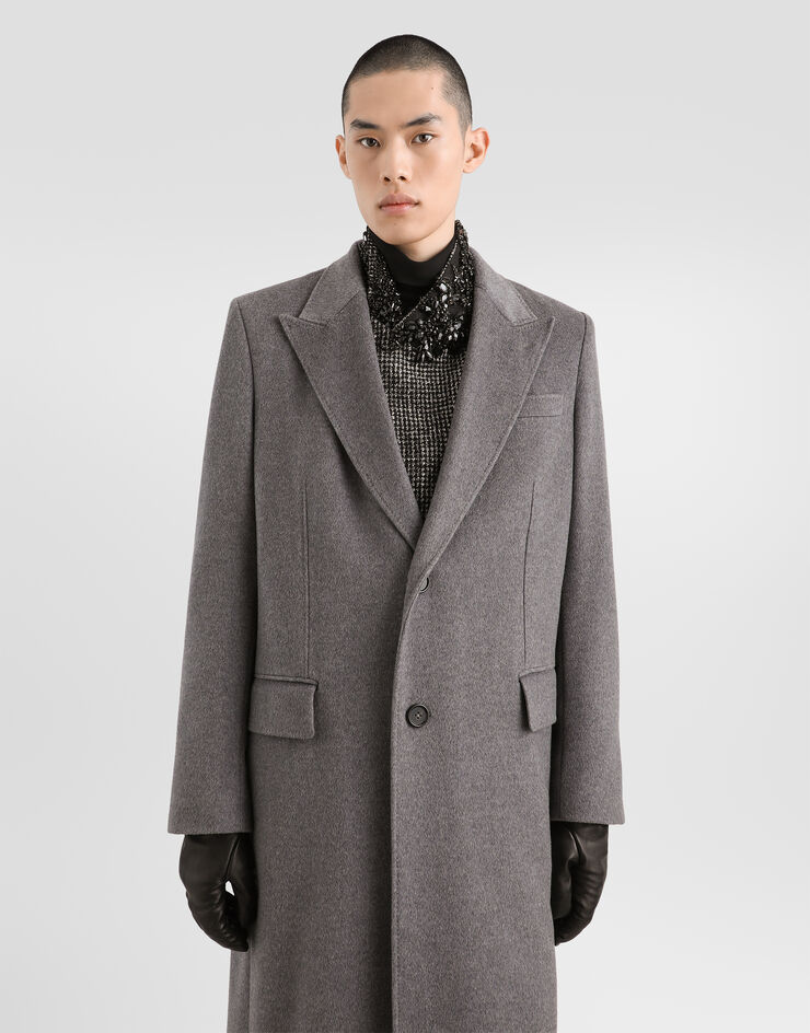 Dolce & Gabbana Abrigo cruzado en cachemir Gris G052WTFU2D1