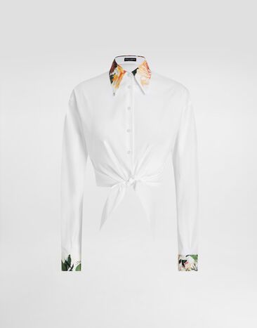 Dolce & Gabbana Bouquet-print poplin shirt White F5S65TGDDCN