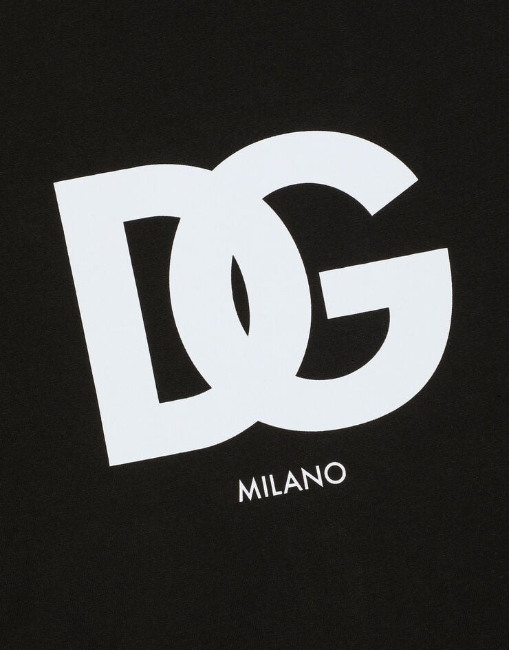 Dolce & Gabbana Camiseta de algodón con estampado logotipo DG Negro G8OA3TFU7EQ