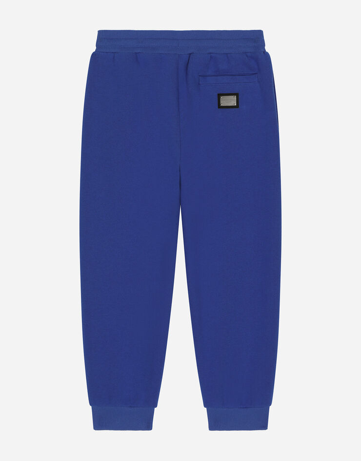 DolceGabbanaSpa Jersey jogging pants with logo tag Blue L4JPT0G7I2P