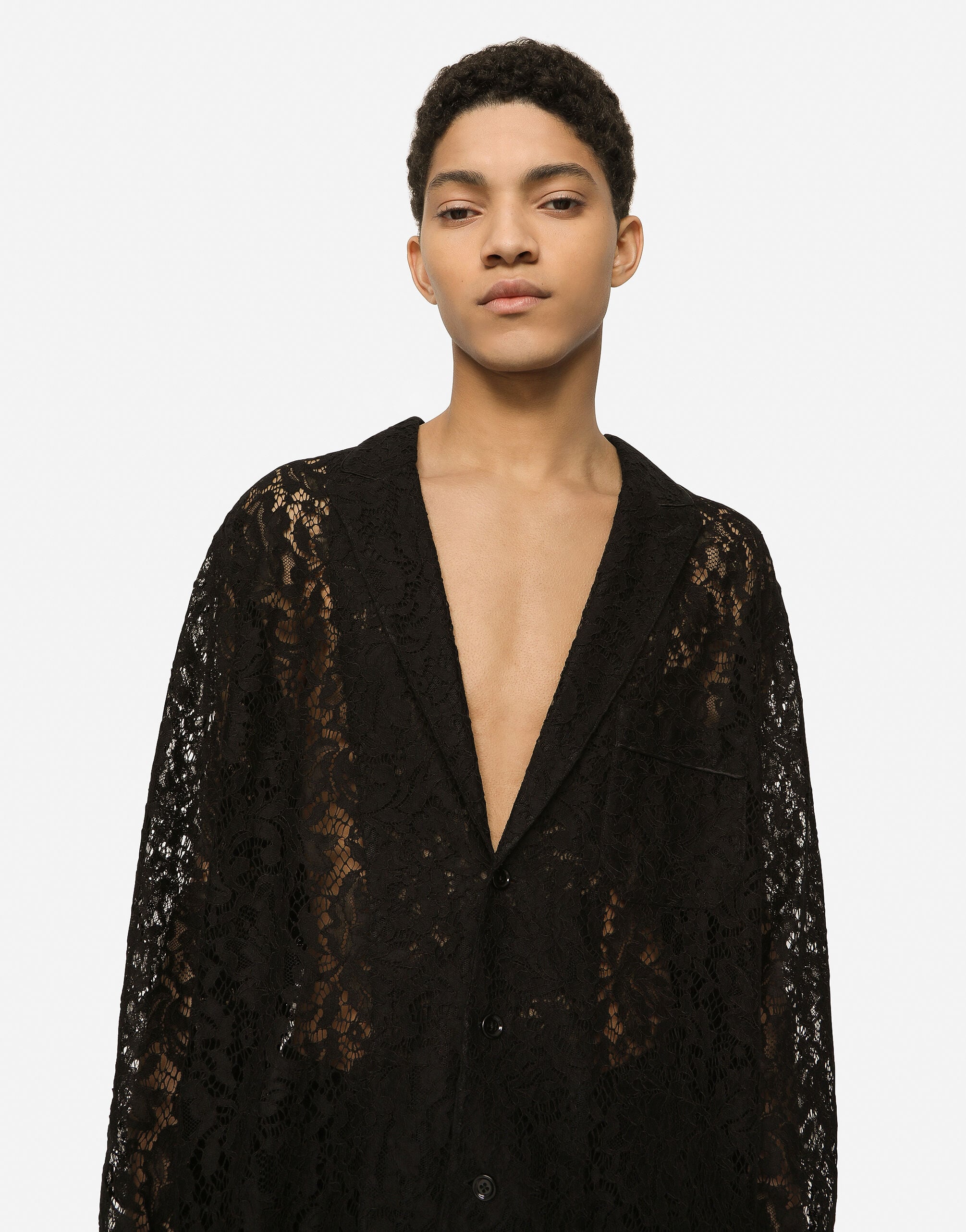 Cordonetto lace shirt in Black for Men | Dolce&Gabbana® US