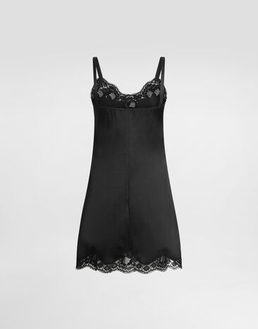 Dolce & Gabbana Satin lingerie-style slip with lace detailing Black O6A00TONO13