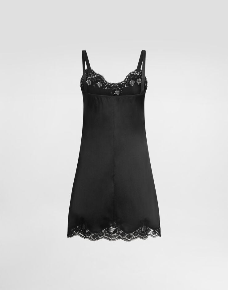 Dolce & Gabbana Combinette en satin avec dentelle Noir O6A00TONO13