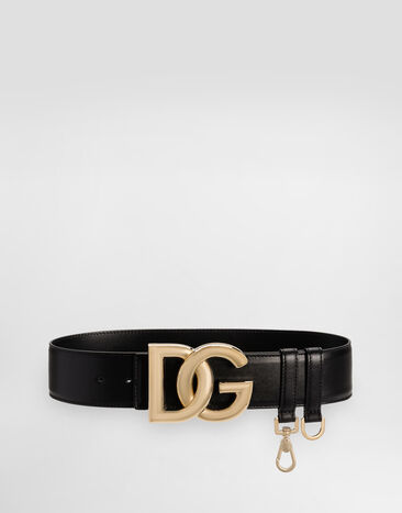 Dolce & Gabbana Calfskin belt with DG logo Black BE1497AW576