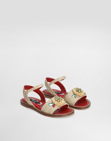 Dolce & Gabbana Raffia sandals with embroidery Multicolor D11444A3L96
