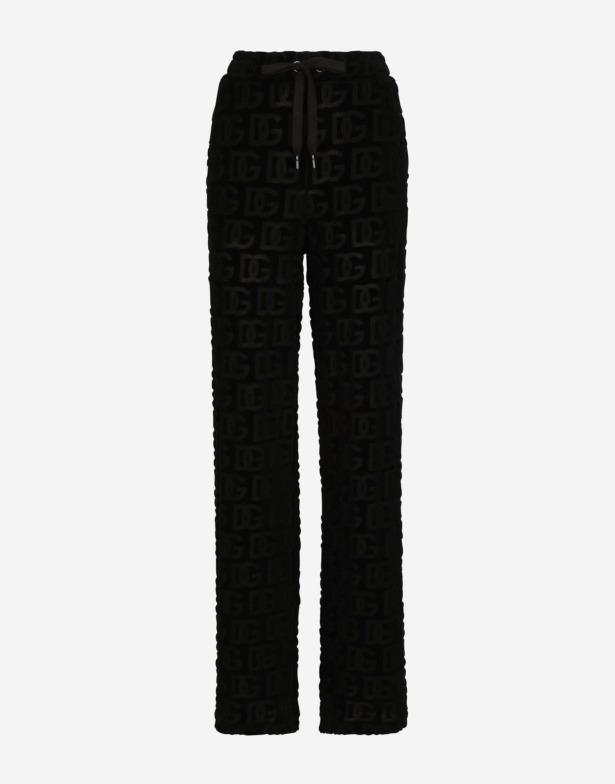 Dolce & Gabbana Flared jacquard pants with DG logo Black FTBMPTFU21E